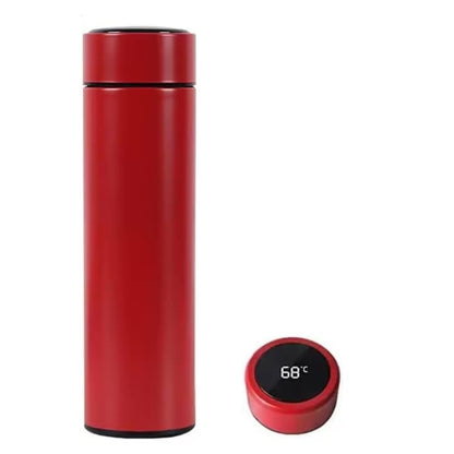 Smart Flask 500ml - Stainless Steel, Vacuum Insulated Water Bottle with LED Touch Screen Temperature Display, Leakproof & Perfect for Travel, Gym, Home, and Office. (Red) - P002