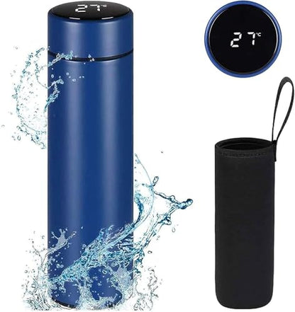 Smart Flask 500ml - Stainless Steel, Vacuum Insulated Water Bottle with LED Touch Screen Temperature Display, Leakproof & Perfect for Travel, Gym, Home, and Office. (Blue) - P002